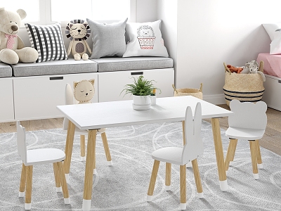 Children's Table and Chair Combination Children's Entertainment Room 3d model