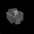 Cozy Gray Accent Chair With Decorative Pillows And Fuzzy Blanket In Living Room