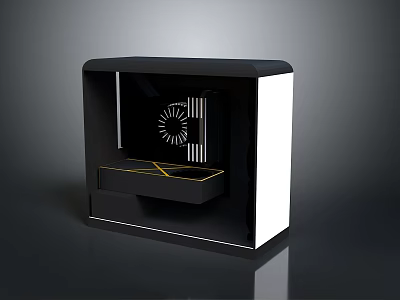 Modern Black And White Display Cabinet With Drawer And Clock Design Elements 3d model