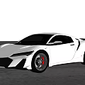White Sports Car With Sleek Exterior Black Wheels Red Brake Calipers And Open Sky