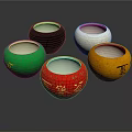 Colorful Decorative Ceramic Cups With Multiple Hues And Golden Characters