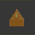 Cartoon Gingerbread House Featuring Half Open Design Decorated Walls Wooden Beam Roof And Interior Furniture