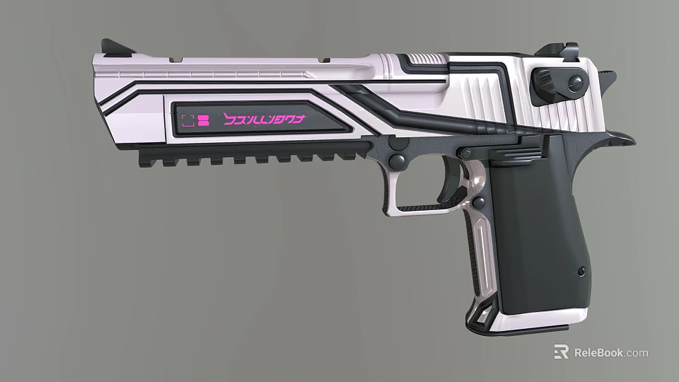 Modern Sci Fi Pistol With Silver Black Color Scheme And Pink XINUOPO Logo 3d model 