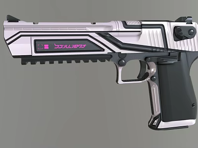 Modern Sci Fi Pistol With Silver Black Color Scheme And Pink XINUOPO Logo 3d model
