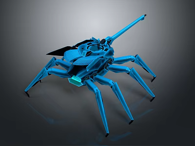 Blue Mechanical Spider Game Movie Character With Sci Fi Design And Glowing Accents 3d model
