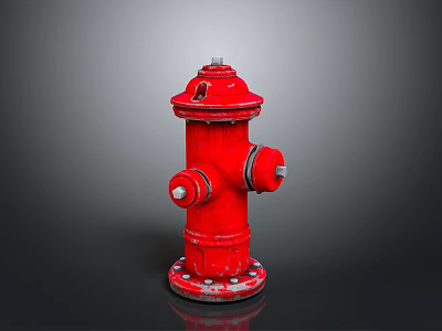 Architectural Building Exterior With Red Metal Fire Hydrant And Smooth Surface 3d model
