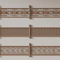 Traditional Chinese Wooden Railings With Intricate Carved Lattice Patterns For Architectural Decor