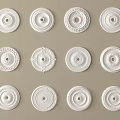 White Carved Ceiling Medallions With Various Intricate Designs And Patterns 3d model