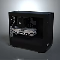 Black Computer Case with Transparent Side Panel and Internal PC Components