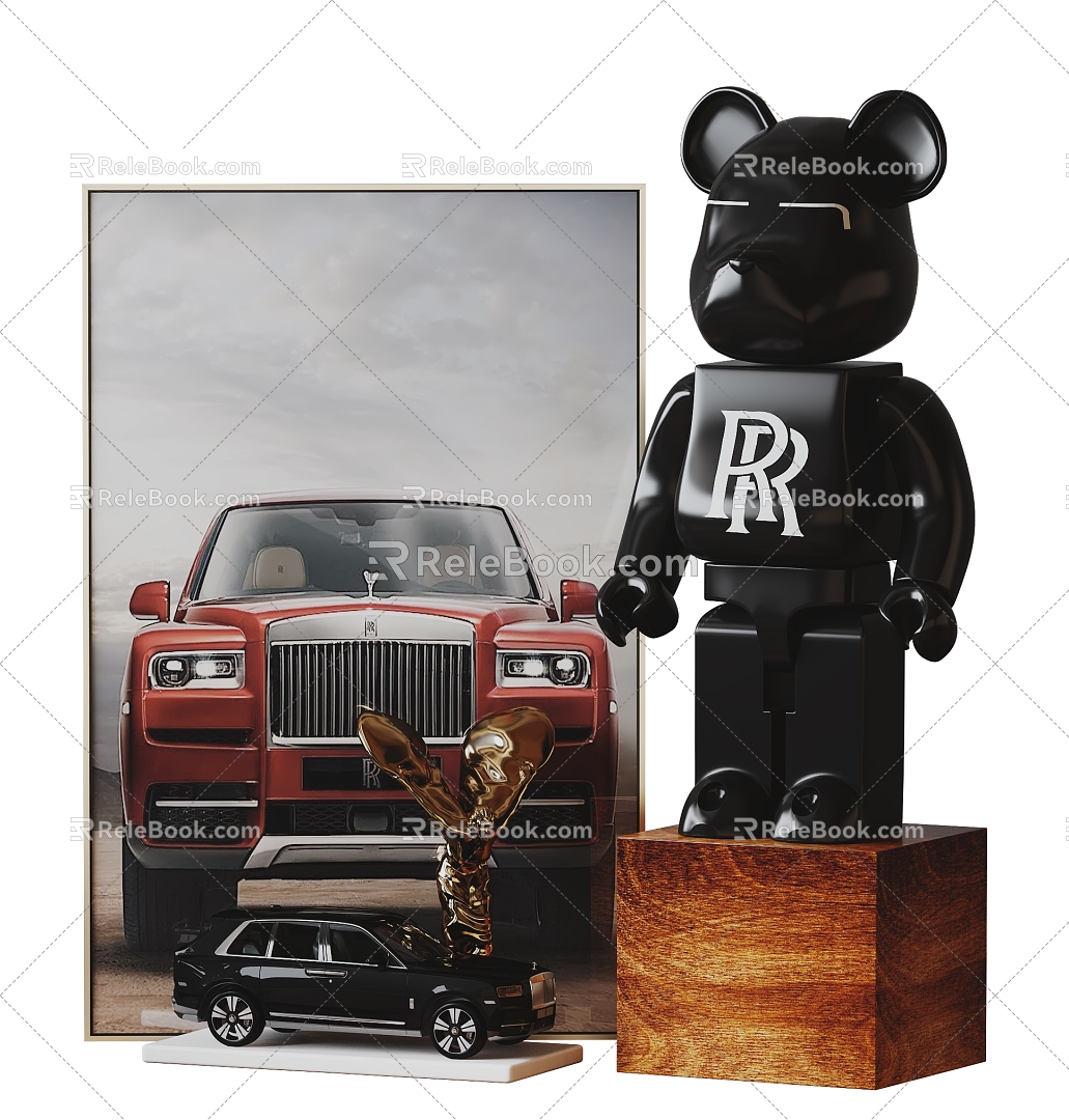 Modern Violence Bear Rolls-Royce Violence Bear Kurinan Violence Bear Building Blocks Bear Ornaments Light Luxury Decorative Decoration 3d model