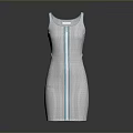 Sleeveless Striped Dress With Blue Vertical Lines And Fitted Design