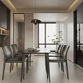 Modern Minimalist Living Dining Room With White Sofa Black Coffee Table Geometric Wall Art