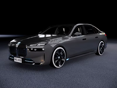 Luxury Black Sedan With Modern Sleek Body Design Large Alloy Wheels And Front Grille 3d model