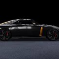 Sleek Black And Gold Sports Car With Streamlined Body Sporty Design And Red Brake Calipers
