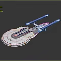 Futuristic Disc Shaped Spaceship With Blue Engine Wings And Circular Bottom Details
