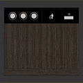 Functional Wooden Cabinet With Dark Countertop Circular Metal Knobs Indicator Icon And Digital 3d model