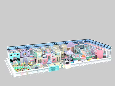 Colorful Indoor Playground Design With Slides And Fun Play Structures 3d model