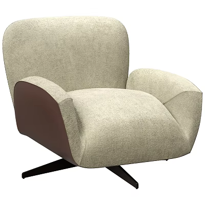 Modern Beige Lounge Chair With Brown Contrast Armrests And Black Legs 3d model