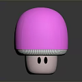 Pink Mushroom With Round Cap Light Base And Smiley Face Design