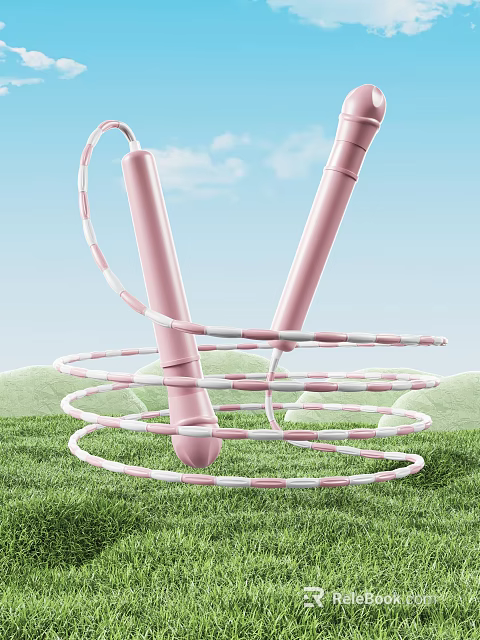 Adjustable Pink Hula Hoop With Handles For Outdoor Fitness Exercise Sports Equipment 3d model 