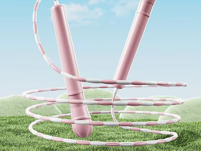 Adjustable Pink Hula Hoop With Handles For Outdoor Fitness Exercise Sports Equipment 3d model