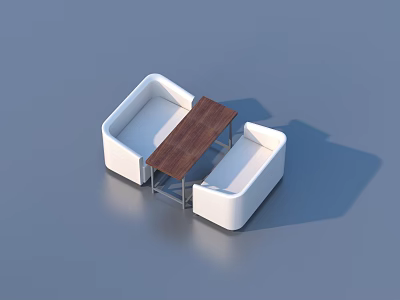 Modern White Sofa With Wooden Coffee Table Set For Contemporary Living Space 3d model