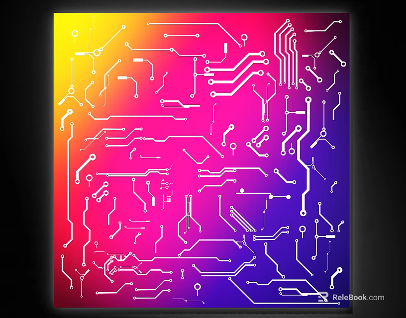 Circuit Board Lines With Vibrant Gradient Background And Electronic Design Elements 3d model 