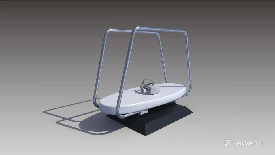 White Platform With Silver Metal Frame And Black Base Holding Small Device 3d model