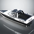 Police Modern Black and White Patrol Boat Watercraft With Cockpit Design