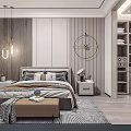 Modern Study Room Interior Design With Wooden Desk Bookshelf Hanging Lamp And Patterned Rug