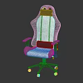 Gray And White Gaming Chair With High Backrest Armrests And Wheeled Base