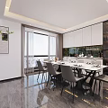 Elegant Modern Open Plan Living And Dining Room With Comfortable Sofas And Spacious Bright Interior