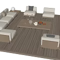 Outdoor Sofa Set With Wooden Deck Sectional Seating Coffee Table And Pillows