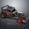 Off Road Terrain Custom Racing Vehicle With Flame Decals And Large Tires