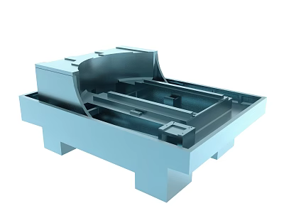 Blue Industrial Metal Base Frame With Platform Grooves And Support Legs 3d model
