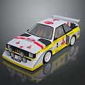 Audi Race Car Model With White Yellow Red Stripes And Sponsor Logos Number 2