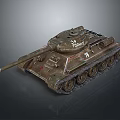 Military Armored Tank With Camouflage Paint Large Gun Barrel Tracks And Turret