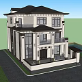 Modern Two Story Detached Villa With Lush Greenery Large Windows And Front Driveway