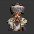 Cartoon Style Game Character With Golden Braids And Decorative Hat