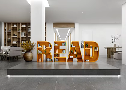Modern Bookshelf Alphabet Bookshelf 3d model