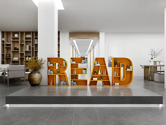 Modern Bookshelf Alphabet Bookshelf 3d model