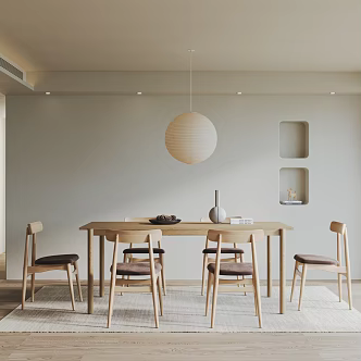 Cream Style Restaurant Dining Table Chair Dining Chair Single Chair Dining Table Carpet Chandelier 3d model