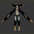 Mythical Creature With Eagle Like Head Black Feathers Golden Claws And Green Belt