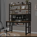 Bright Room Wooden Top Metal Frame Desk With Computer Monitor Books Decorations And White Chair