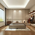 Modern Bedroom Interior Design With Wall Paneling Large Bed Window And Wooden Floor