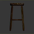 Rustic Wooden Stool With Natural Wood Texture And Four Legs Simple Design
