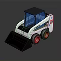Bobcat S550 Skid Steer Loader With White Black Body Red Wheels And Front Bucket