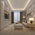 Modern Living Room Interior With TV Sofa Coffee Table And Floor to Ceiling Windows