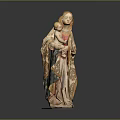 Madonna and Child Religious Sculpture With Colorful Robes Gold Accents and Intricate Design