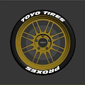 TOYO TIRES Proxes Tire Featuring Yellow Wheel Rim and Stylish Design